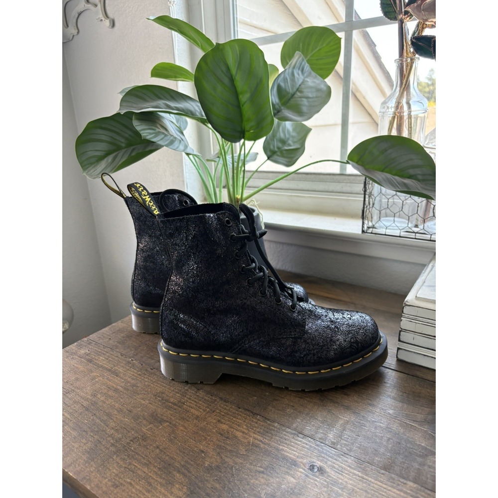 Dr Martens 1460 Pascal Ankle Boots Womens 37 US 6 Crackled Metallic Leather Docs